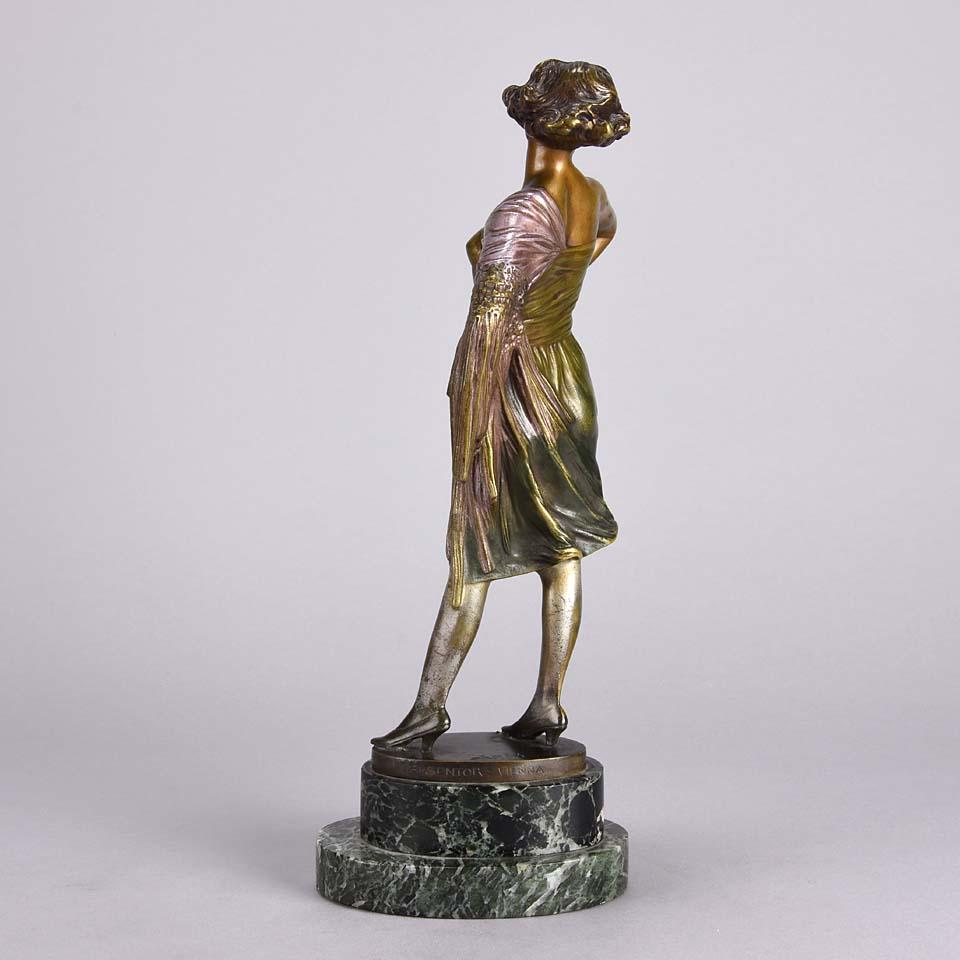 Art Deco Cold Painted Bronze Entitled 'Lady of the Night' by Bruno Zach In Excellent Condition In London, GB