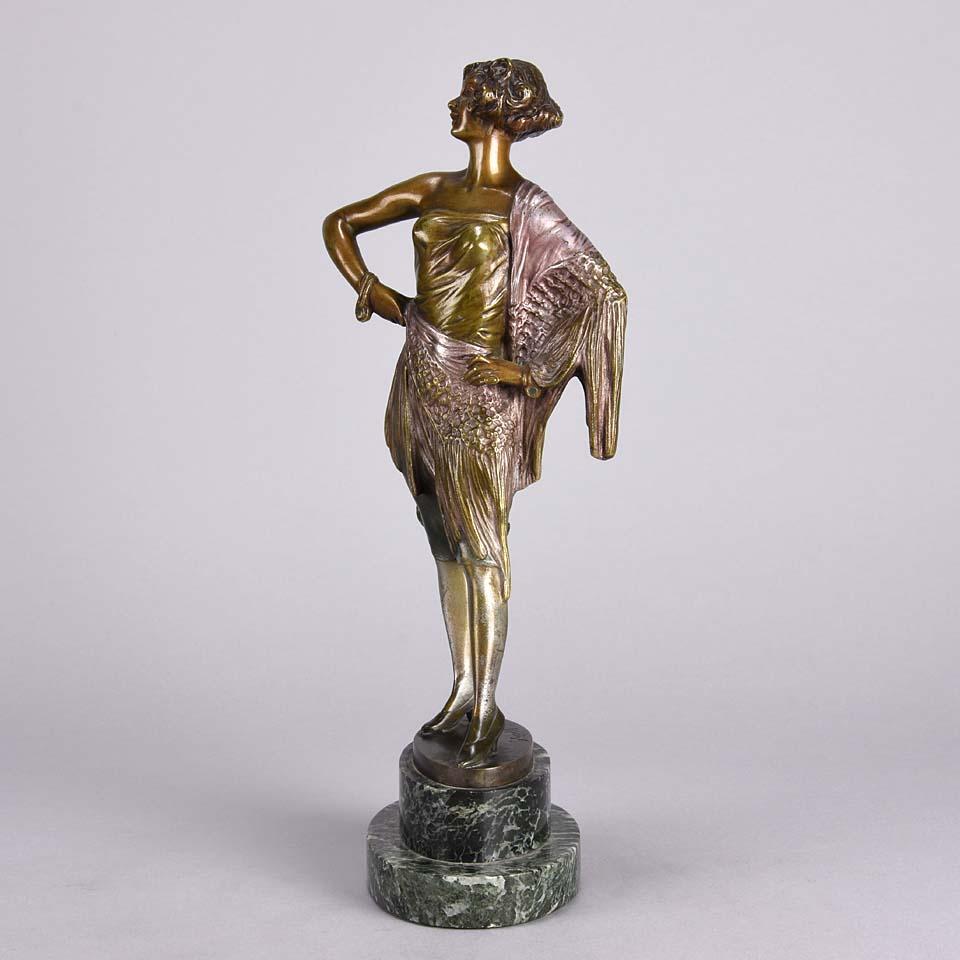 Art Deco Cold Painted Bronze Entitled 'Lady of the Night' by Bruno Zach 1