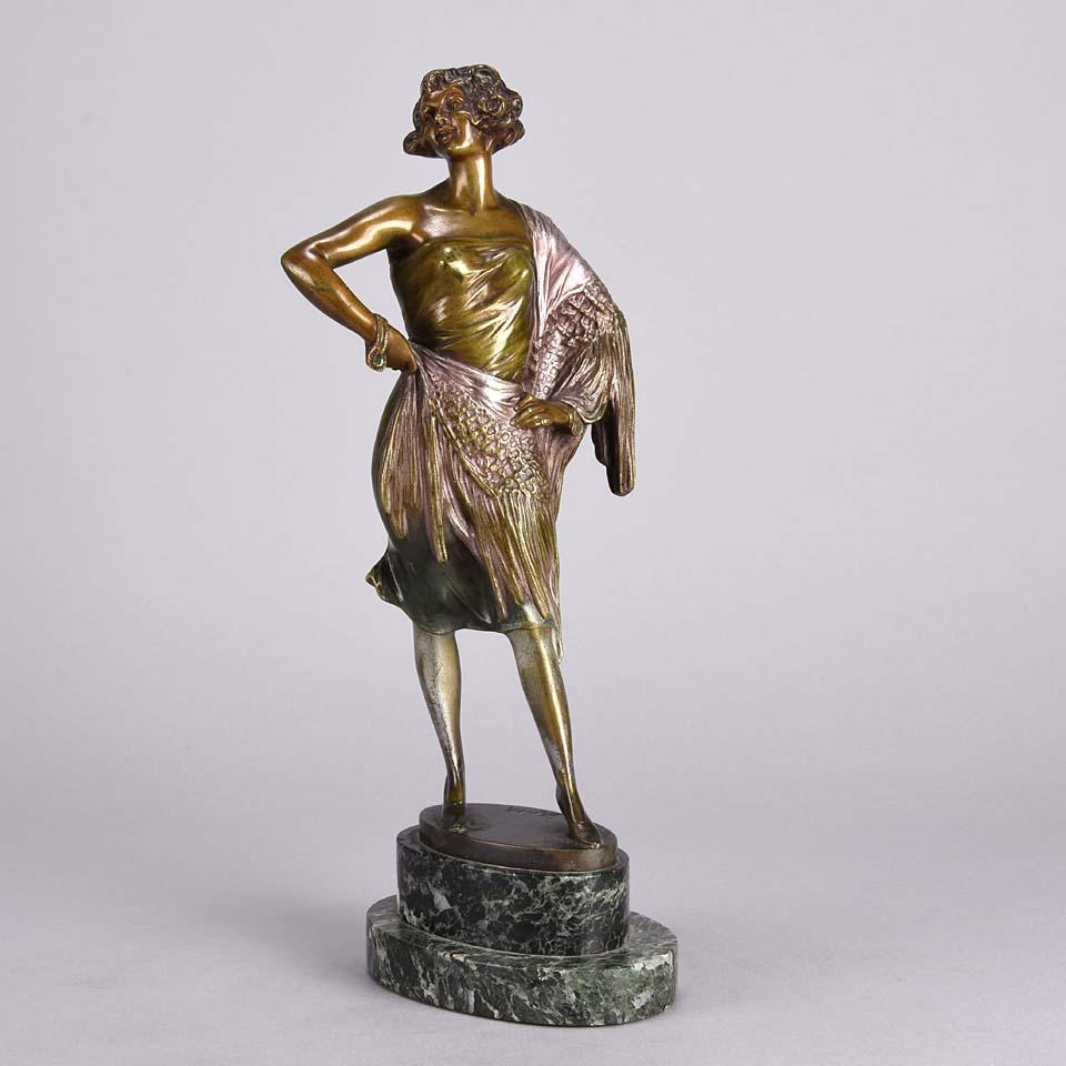 Art Deco Cold Painted Bronze Entitled 'Lady of the Night' by Bruno Zach 2