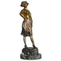Art Deco Cold Painted Bronze Entitled 'Lady of the Night' by Bruno Zach