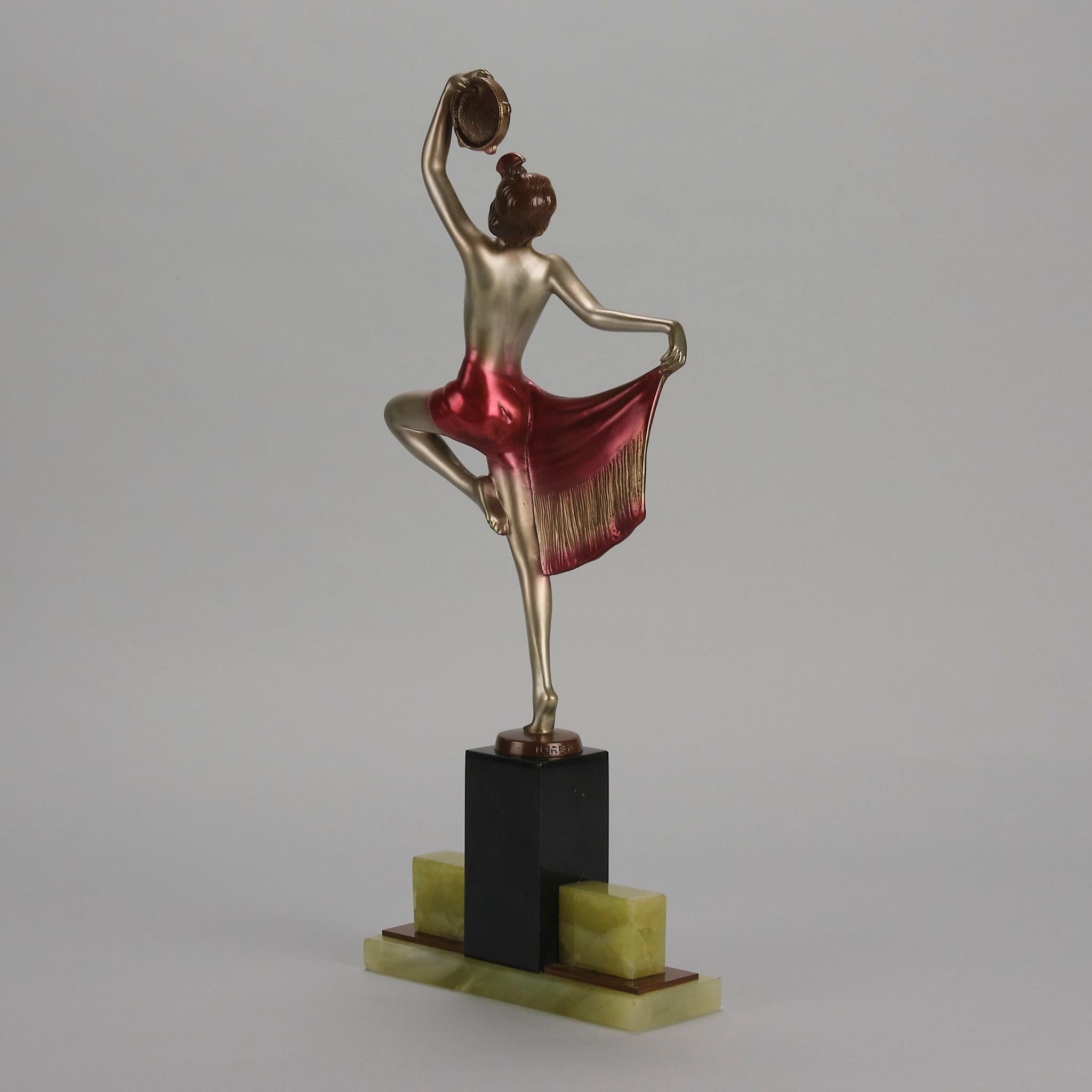 Bronce Art Decó pintado en frío titulado 