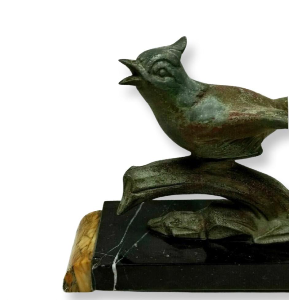 British Art Deco Cold Painted Bronze Figure of a Bird on a Branch For Sale