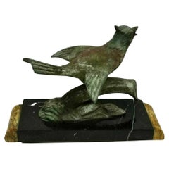 Art Deco Cold Painted Bronze Figure of a Bird on a Branch