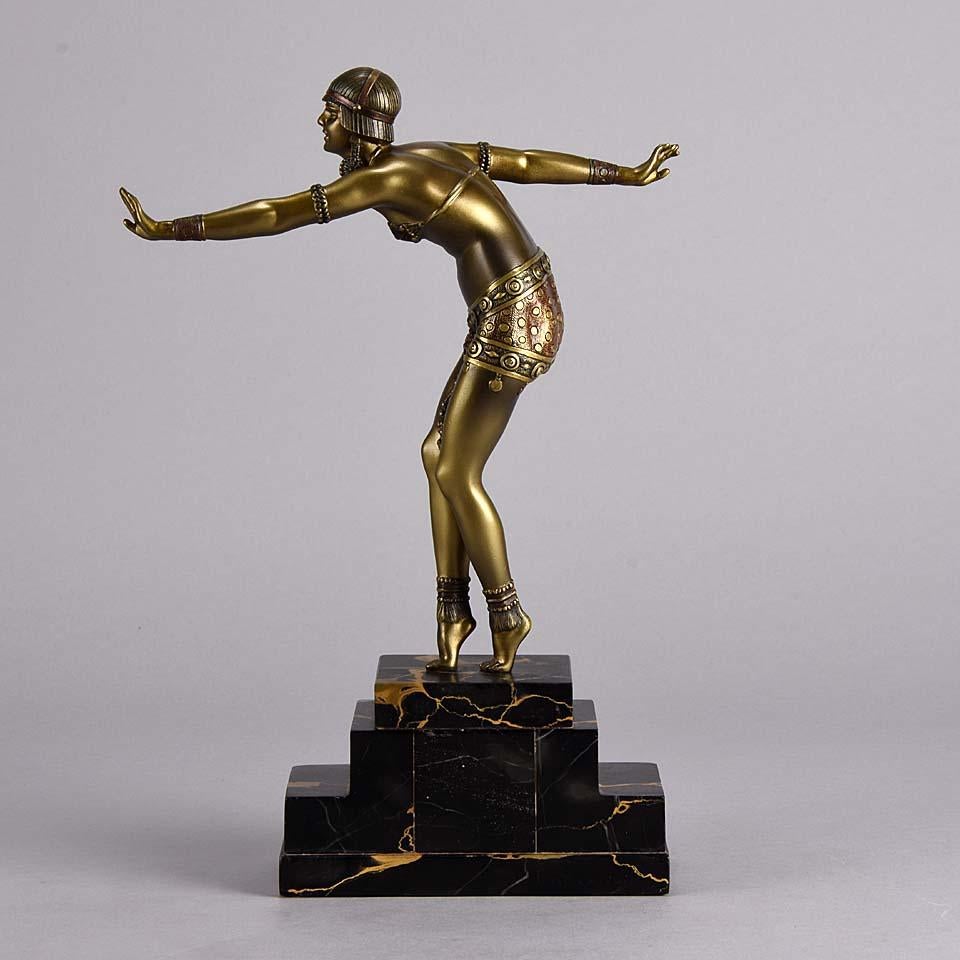 Cast Art Deco Cold Painted Bronze Figure 
