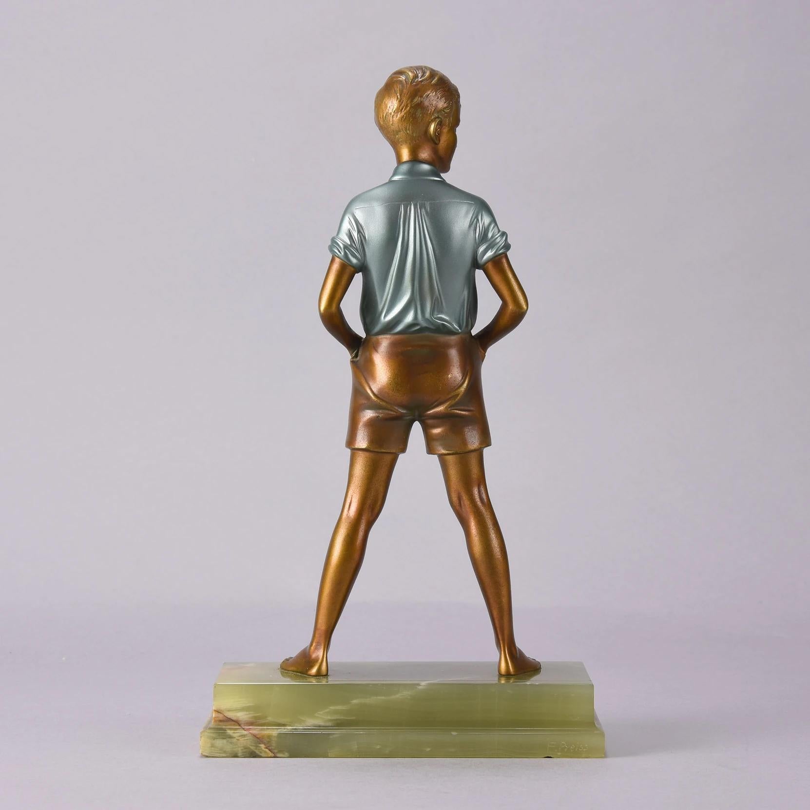 Romanian Art Deco Cold Painted Bronze Figure 'Sonny Boy' by Ferdinand Preiss