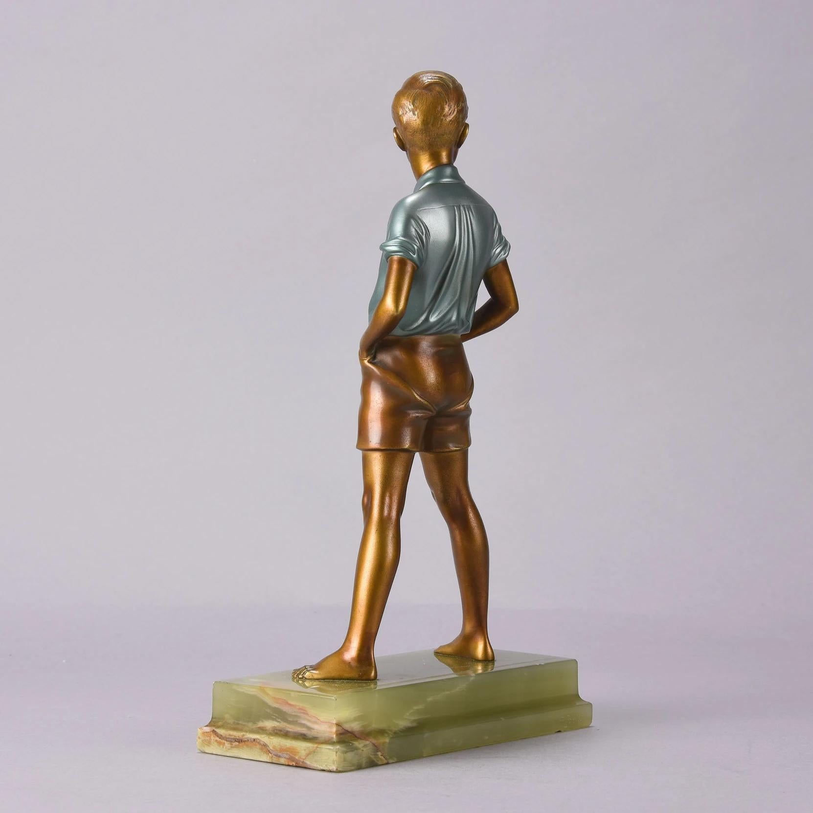 Cast Art Deco Cold Painted Bronze Figure 'Sonny Boy' by Ferdinand Preiss