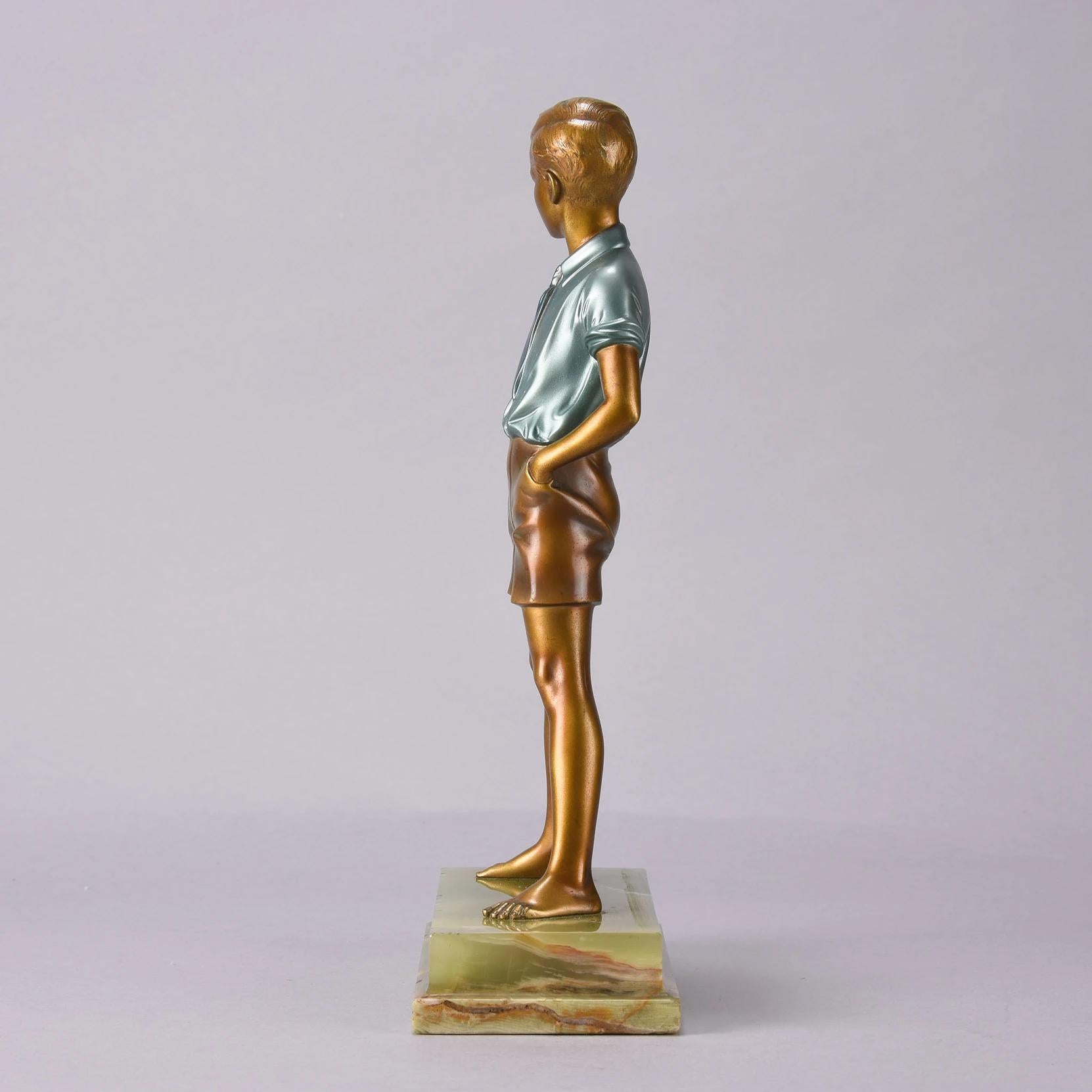 Art Deco Cold Painted Bronze Figure 'Sonny Boy' by Ferdinand Preiss In Good Condition In London, GB