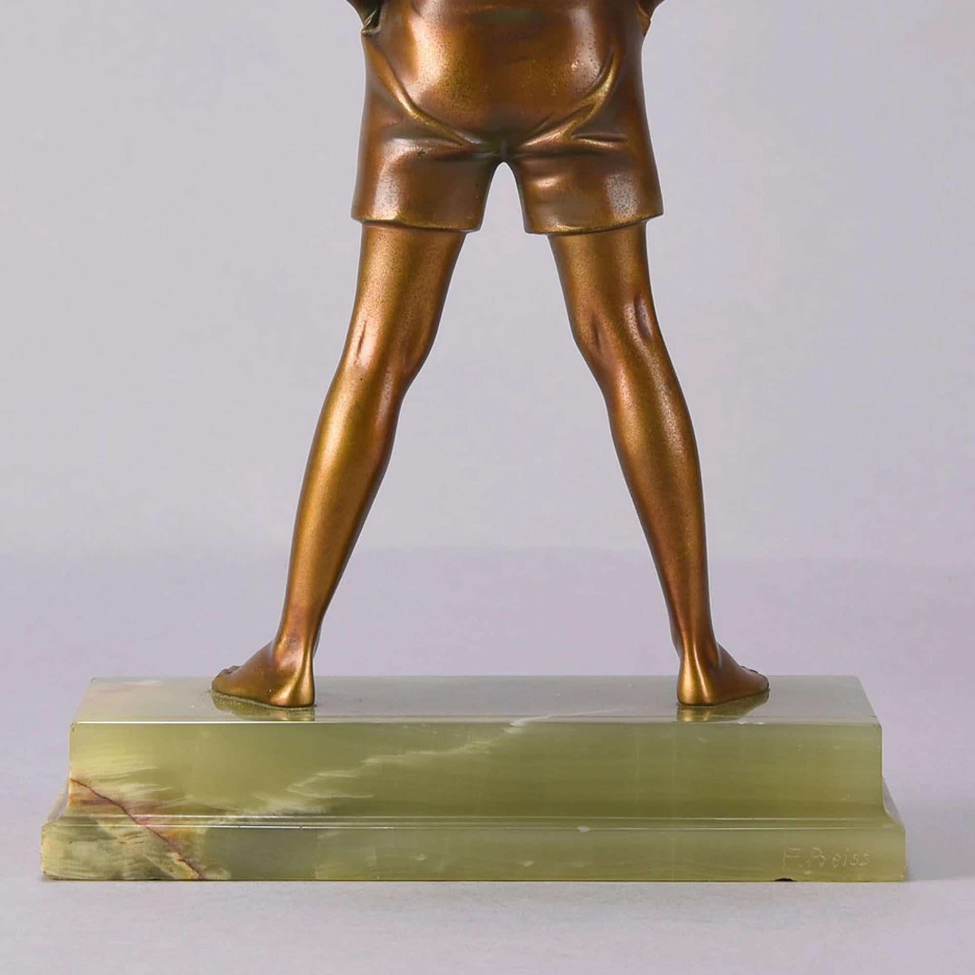 Art Deco Cold Painted Bronze Figure 'Sonny Boy' by Ferdinand Preiss 1