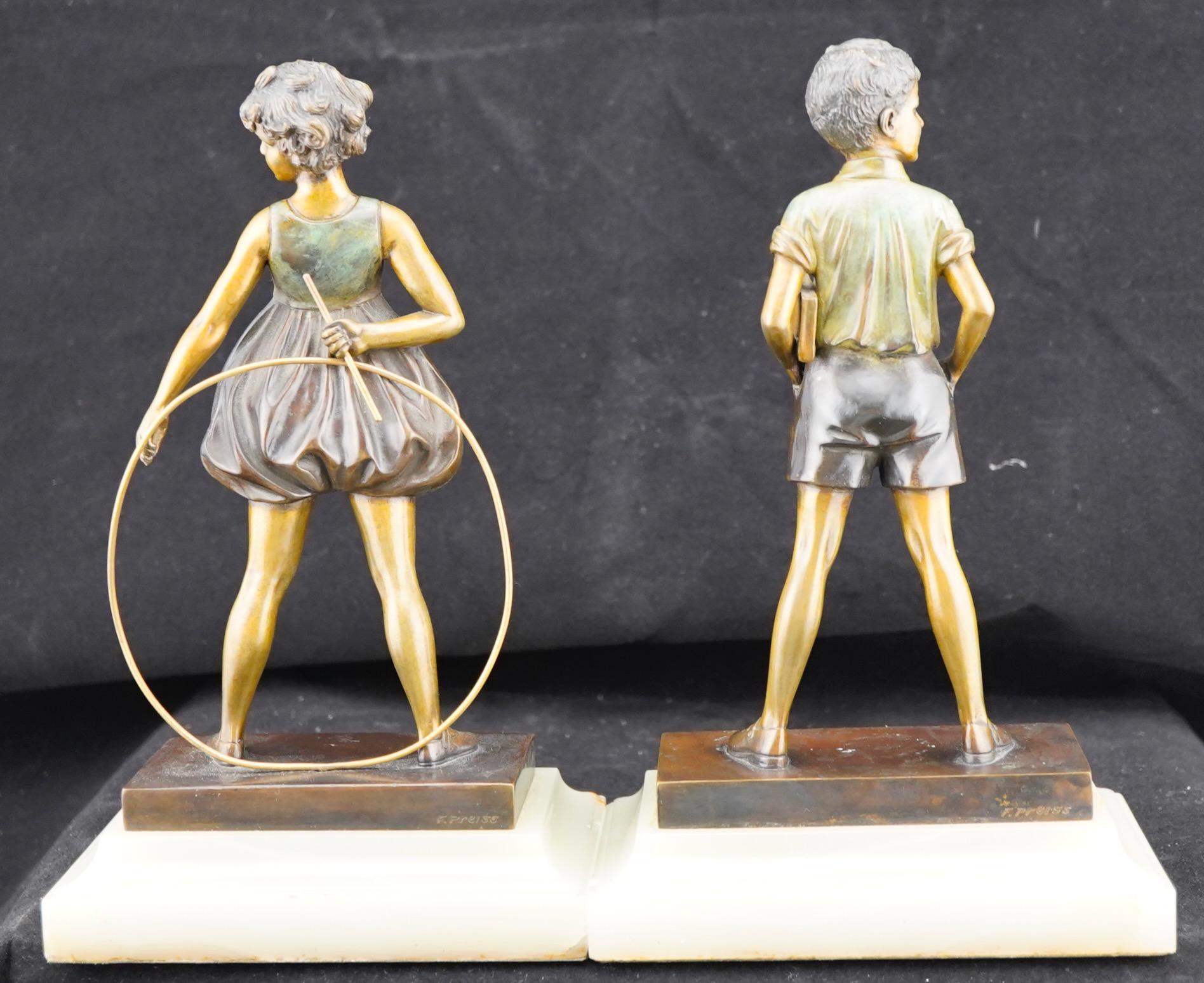 Art-Déco-Paar Kaltbemaltes Bronze-Paar „Creolenmädchen und Sonny Boy“ von Ferdinand Preiss (Art déco) im Angebot