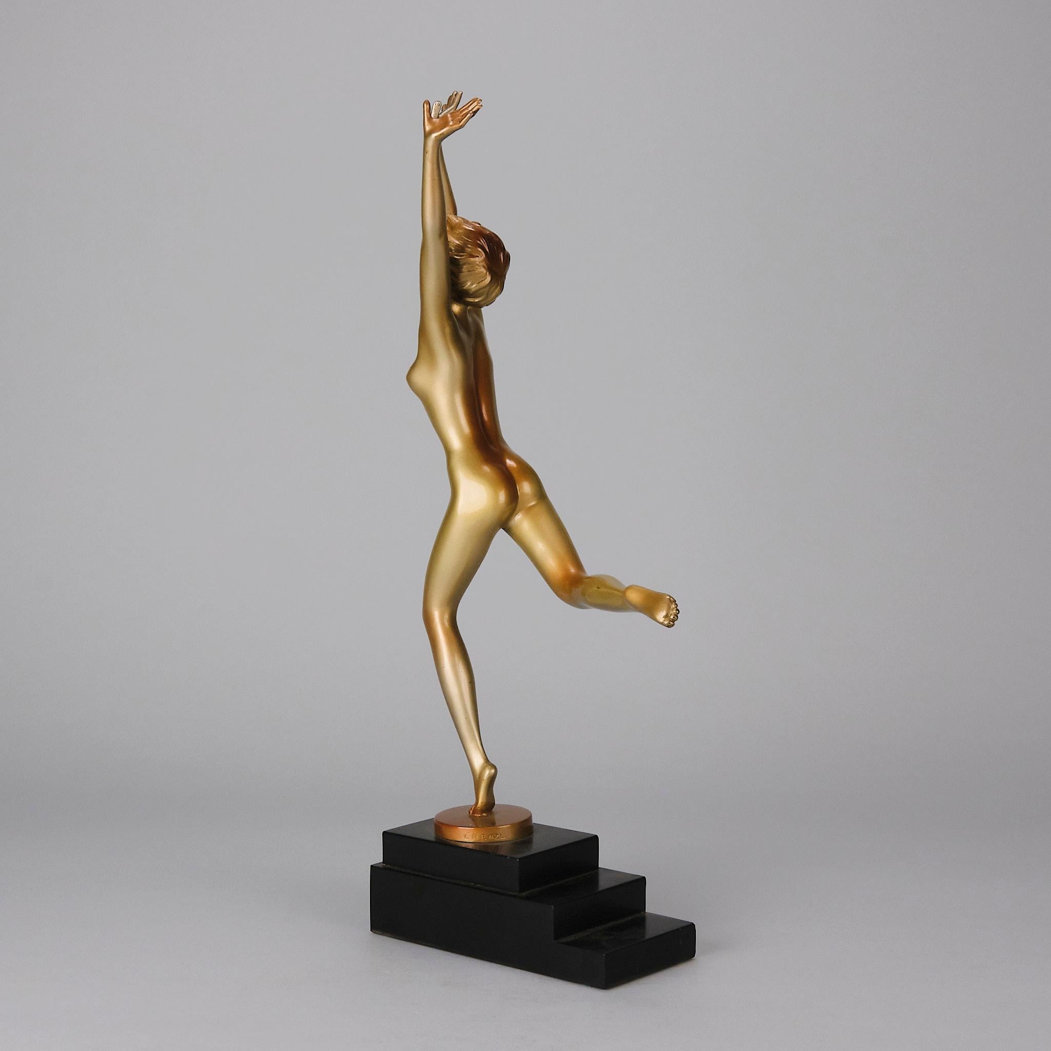 Art Deco Cold-Painted Bronze Sculpture entitled 