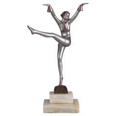 Art Deco Cold-Painted Bronze Sculpture Entitled "High Kick" by Stefan Dakon
