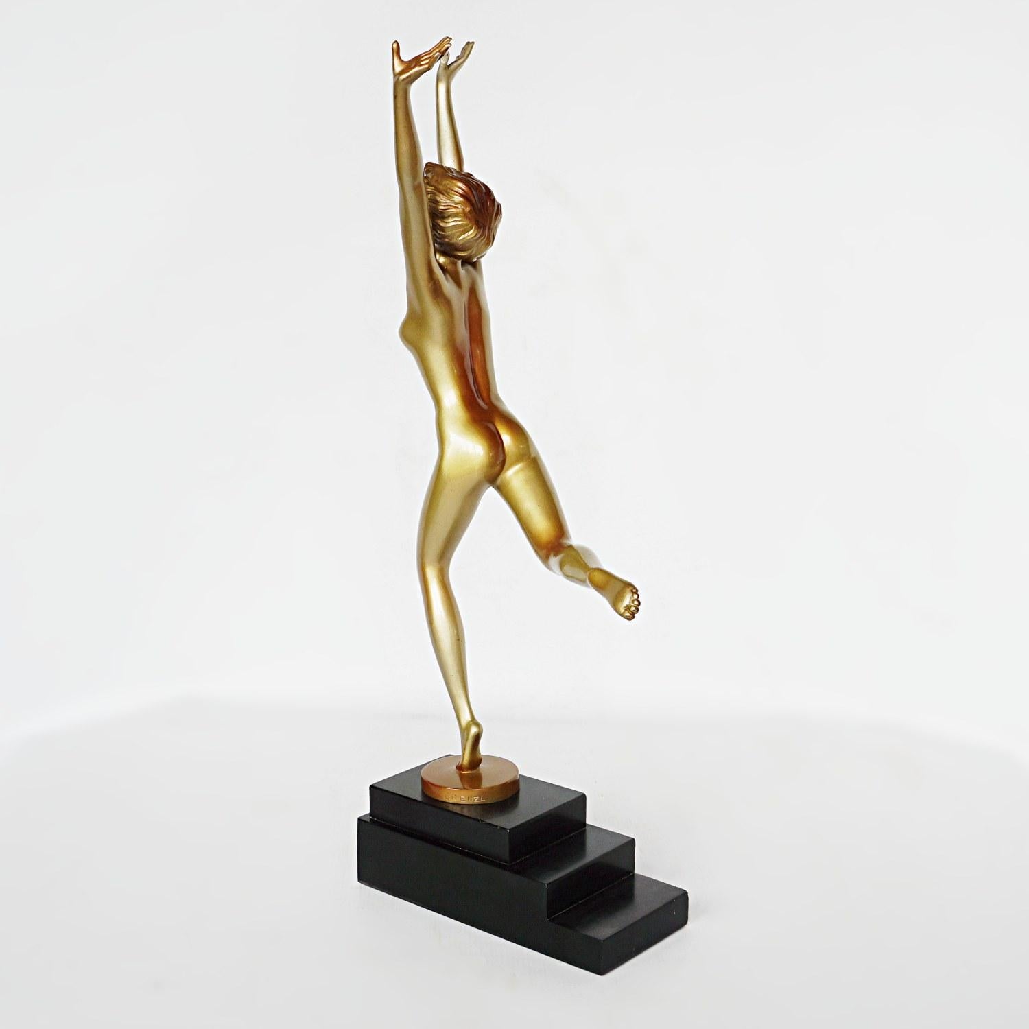 Art Deco Cold Painted Bronze Sculpture of a Dancing Female by Josef Lorenzl 5
