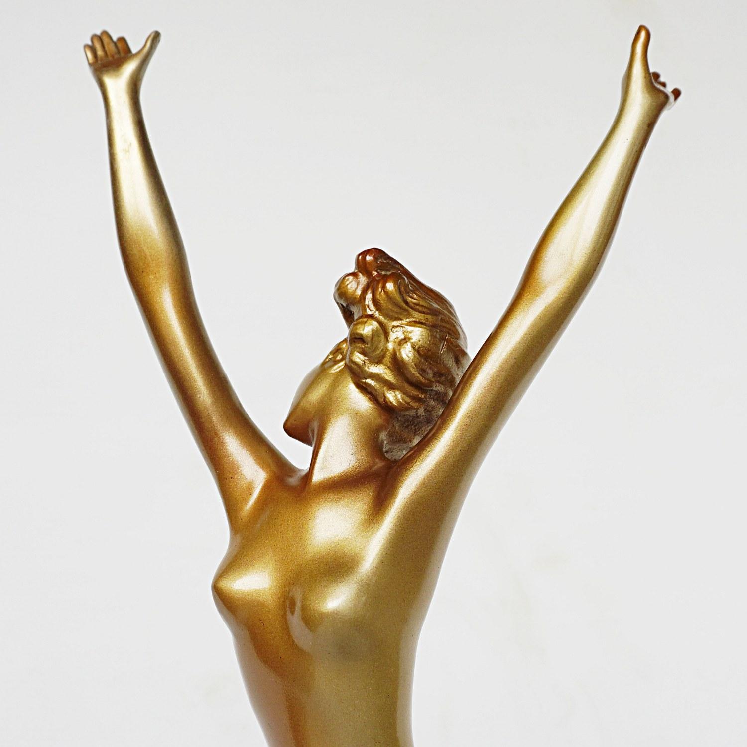 Art Deco Cold Painted Bronze Sculpture of a Dancing Female by Josef Lorenzl 2