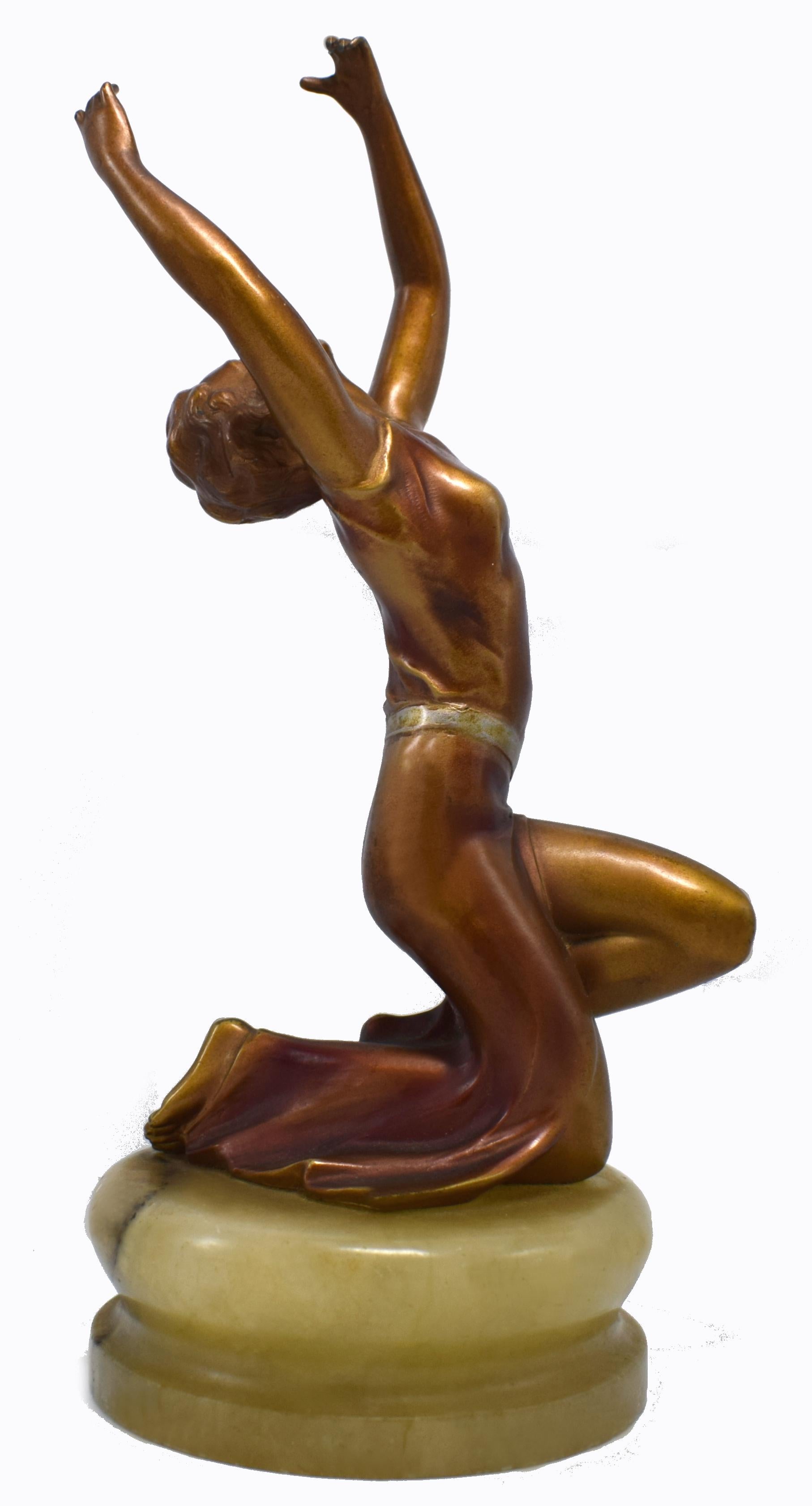 Onyx Art Deco Cold Painted Figural Dancer, circa 1930