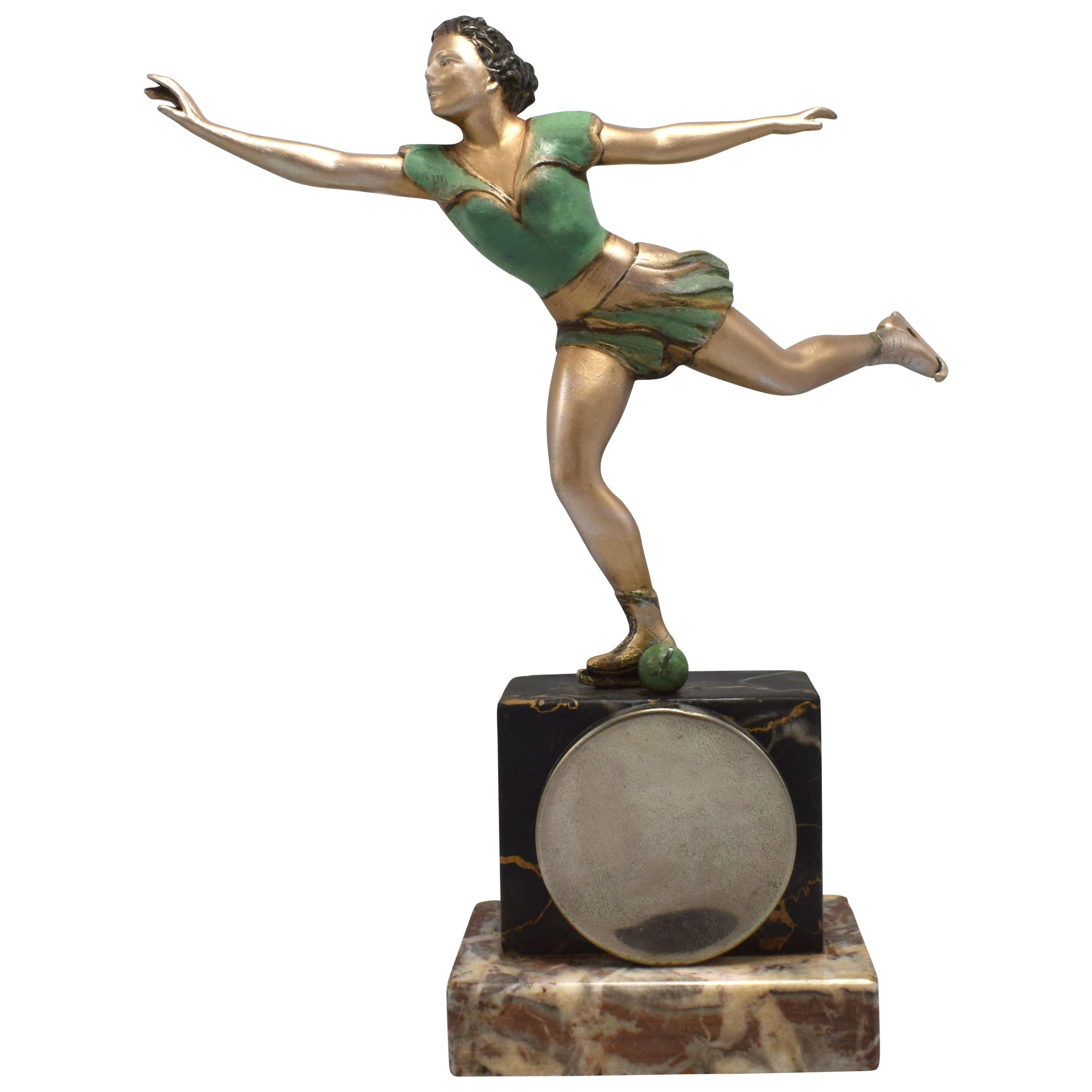 Art Deco Cold Painted Figural Pocket Watch Holder, Stand circa 1930
