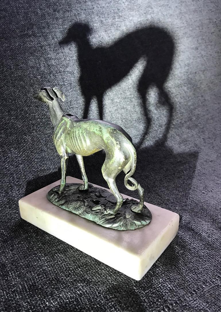 Art Deco Cold Painted Spelter Figure of a Greyhound For Sale 6