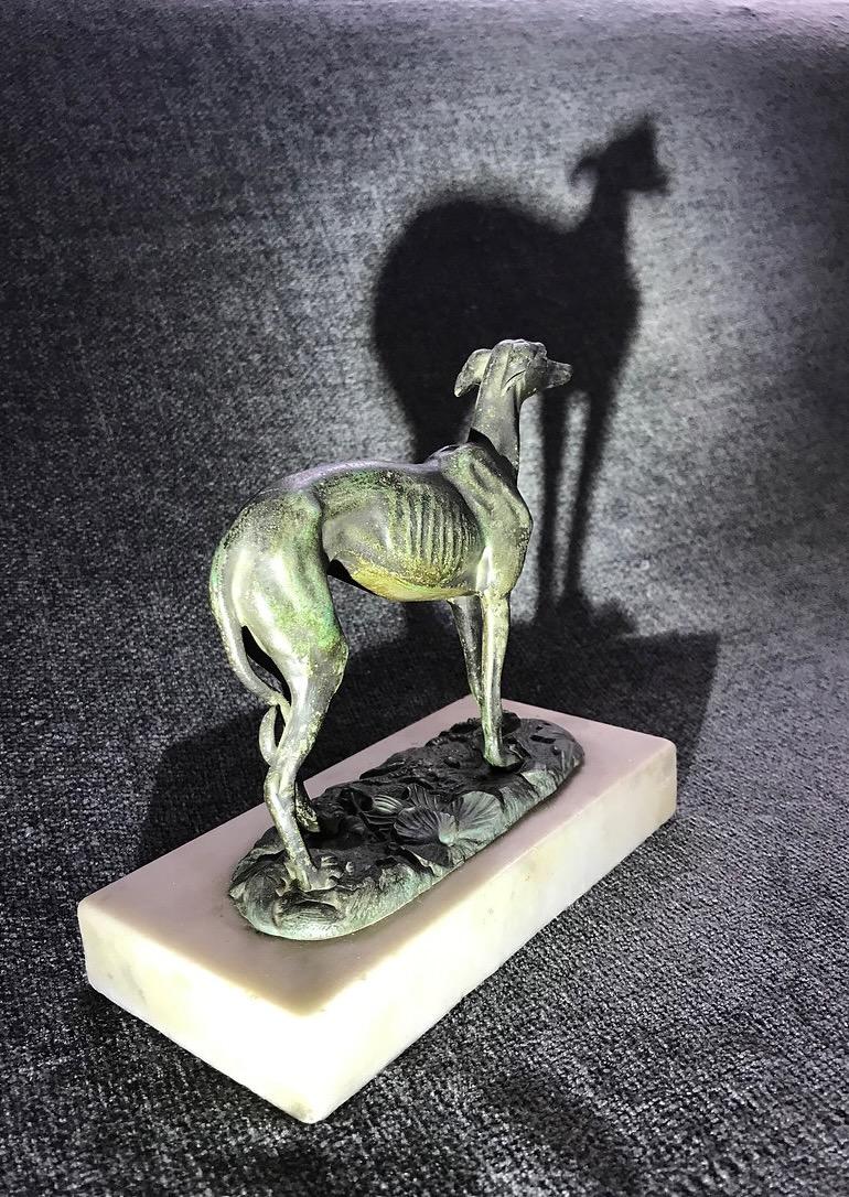 Art Deco Cold Painted Spelter Figure of a Greyhound For Sale 7