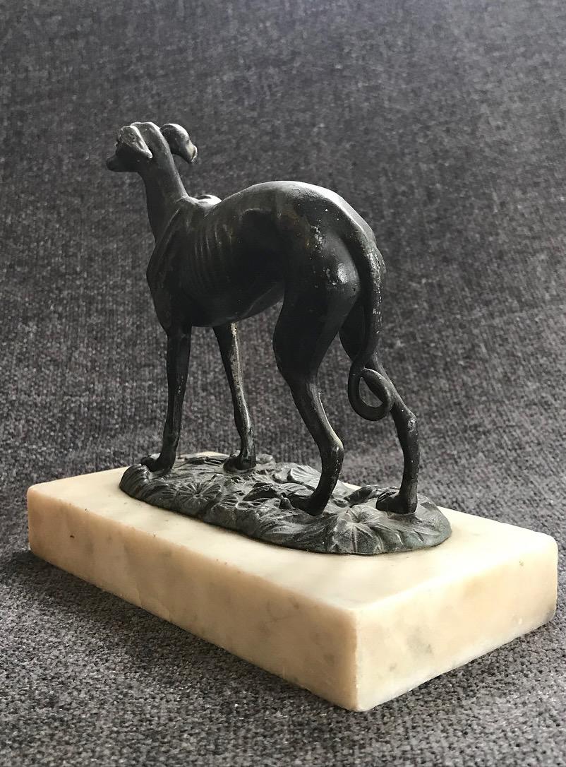 French Art Deco Cold Painted Spelter Figure of a Greyhound For Sale