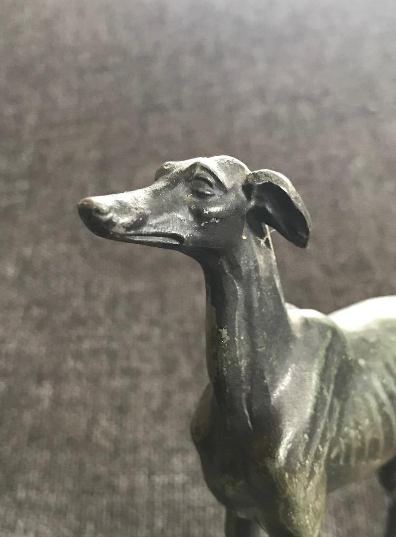 Art Deco Cold Painted Spelter Figure of a Greyhound In Good Condition For Sale In Barnstaple, GB