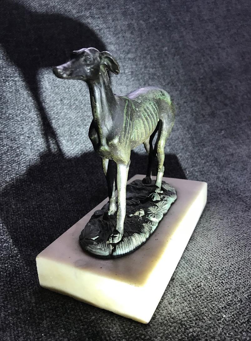 Mid-20th Century Art Deco Cold Painted Spelter Figure of a Greyhound For Sale