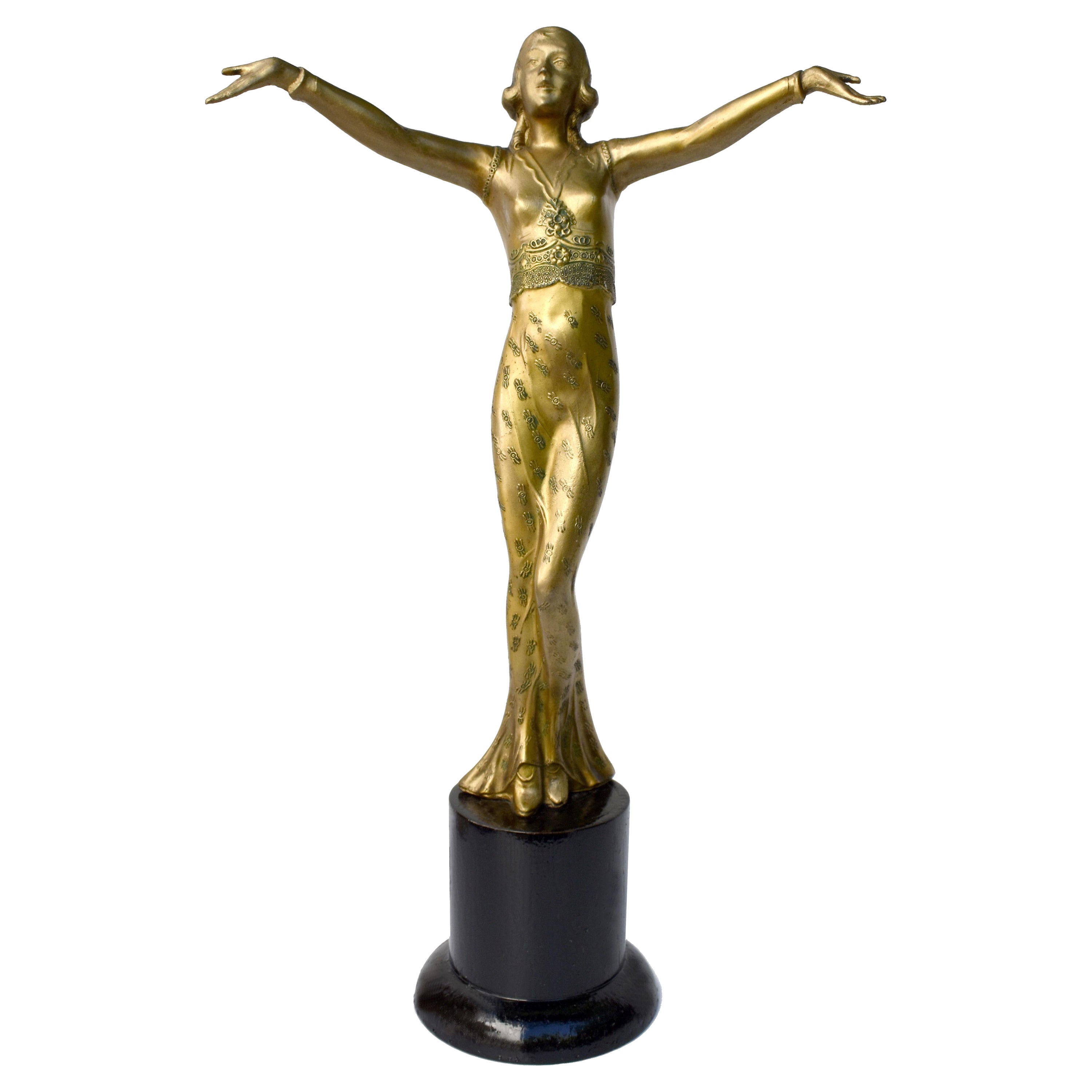 Art Deco Cold Painted Spelter Glamourous Figure, English, c1930