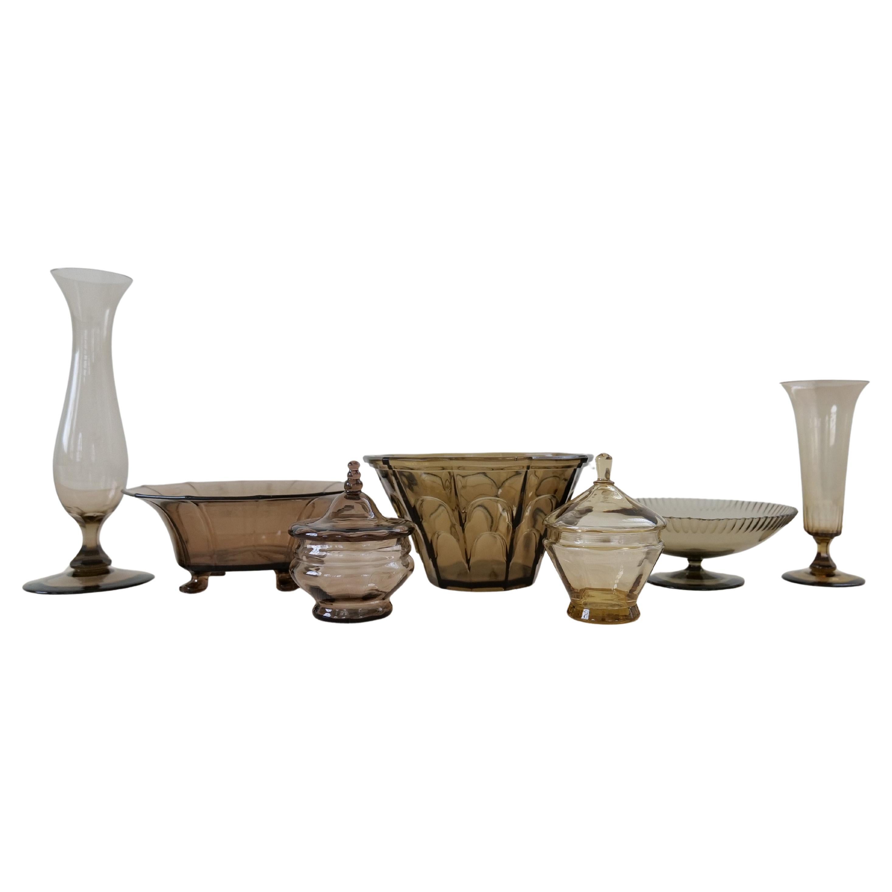 Art Deco Collection of 7 Sculpture Vessels and Vases Sweden 1920s en vente