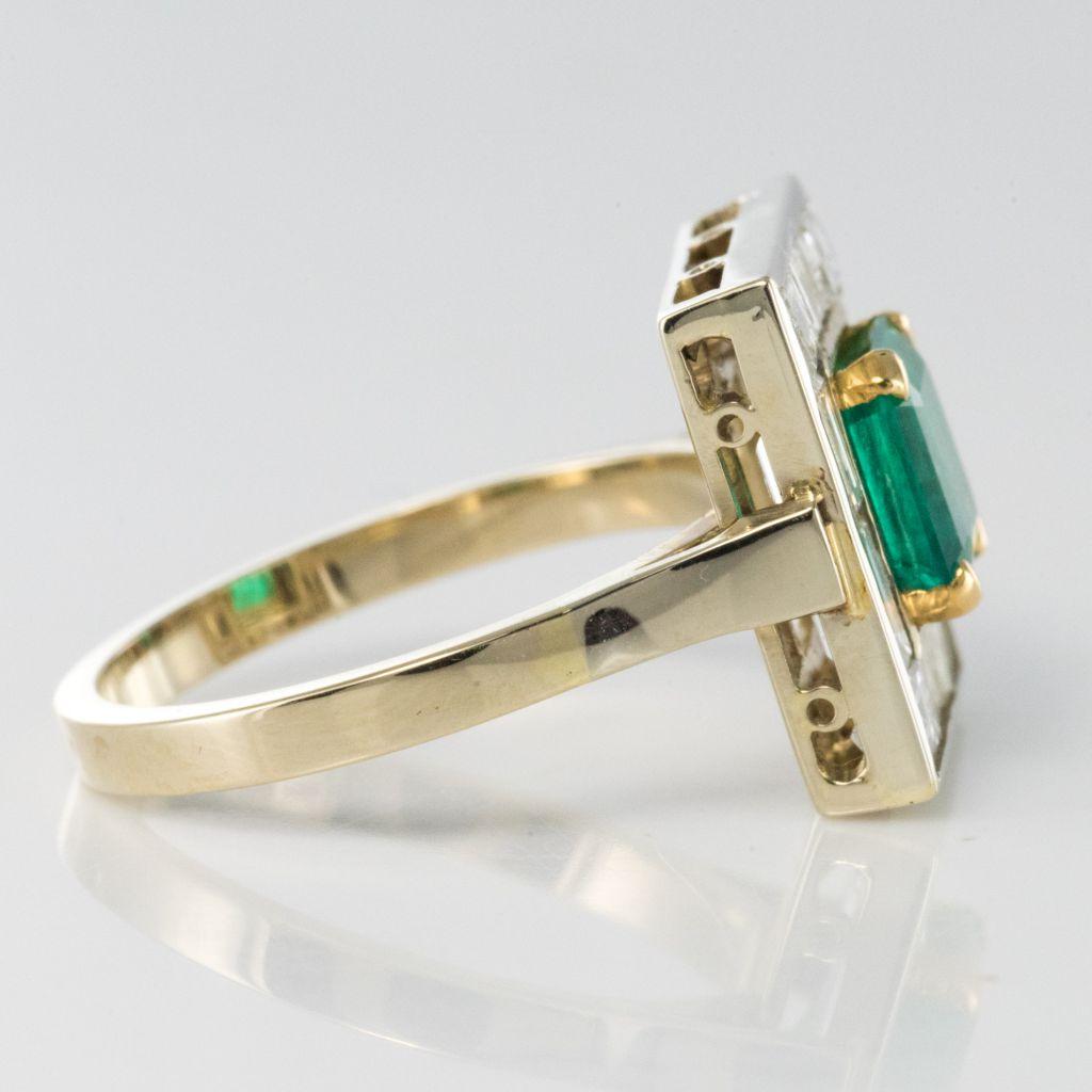 Art Deco Style Colombian Emerald And Baguette Diamond Ring For Sale 4