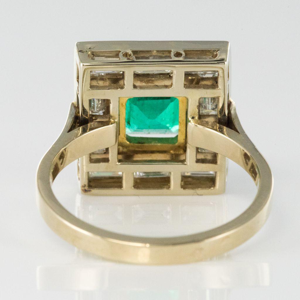 Art Deco Style Colombian Emerald And Baguette Diamond Ring For Sale 5