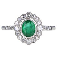 Art Deco Colombian Emerald and Diamond Cocktail Engagement Ring