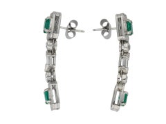 Art Deco Colombian Emerald and Diamond Drop Earrings, circa 1925