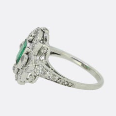 Art Deco Colombian Emerald and Diamond Ring