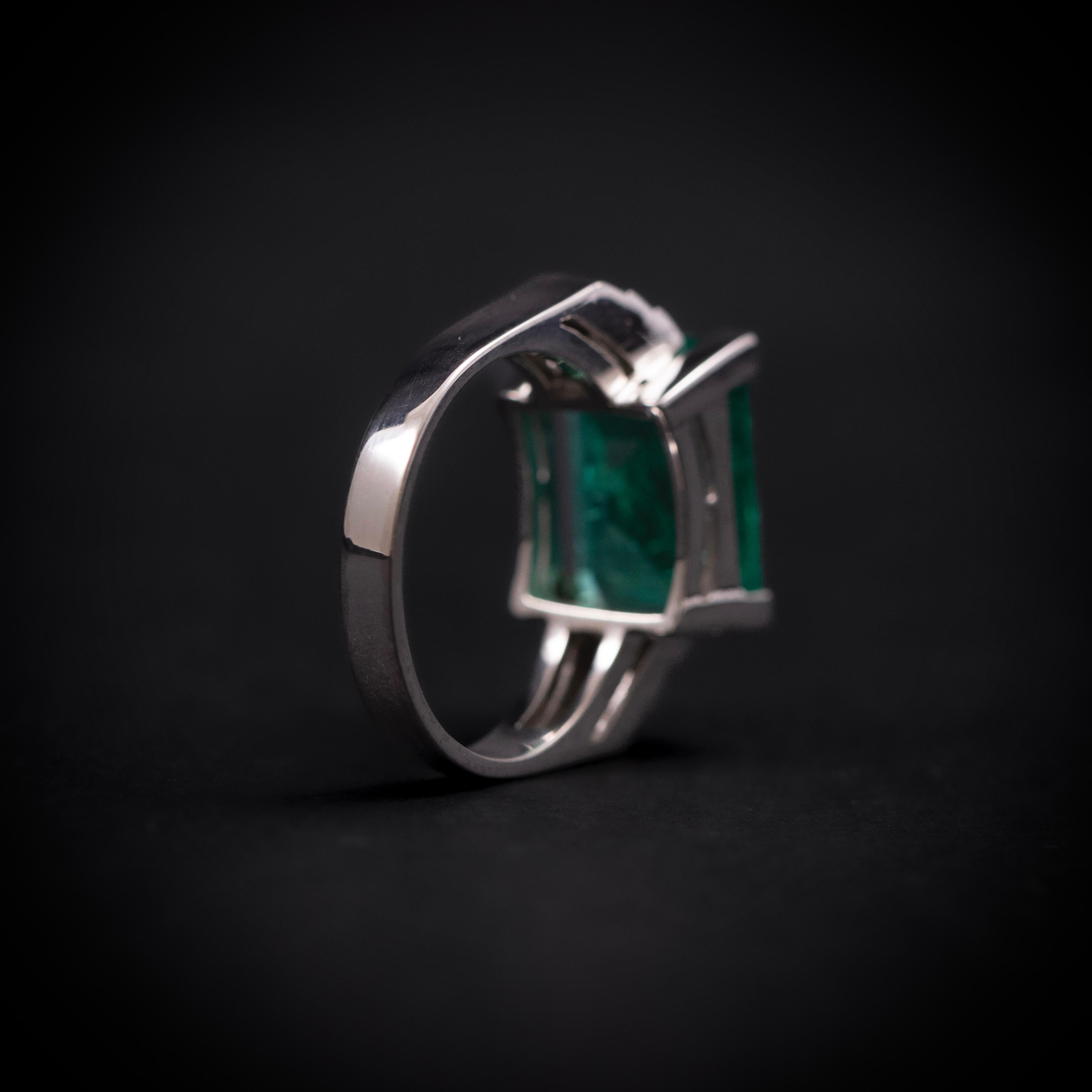 Art Deco Colombian Emerald Diamond Engagement Cocktail Ring Platinum 1930s 13