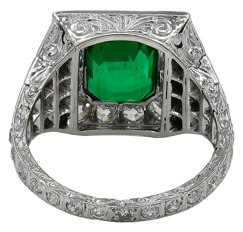 Art Deco Colombian Emerald and Diamond Ring 1