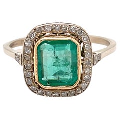Art Deco Colombian Emerald Diamond Ring