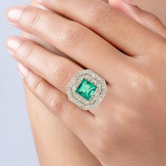 Art Deco Colombian INSIGNIFICANT Emerald and Diamond Ring Circa 1920