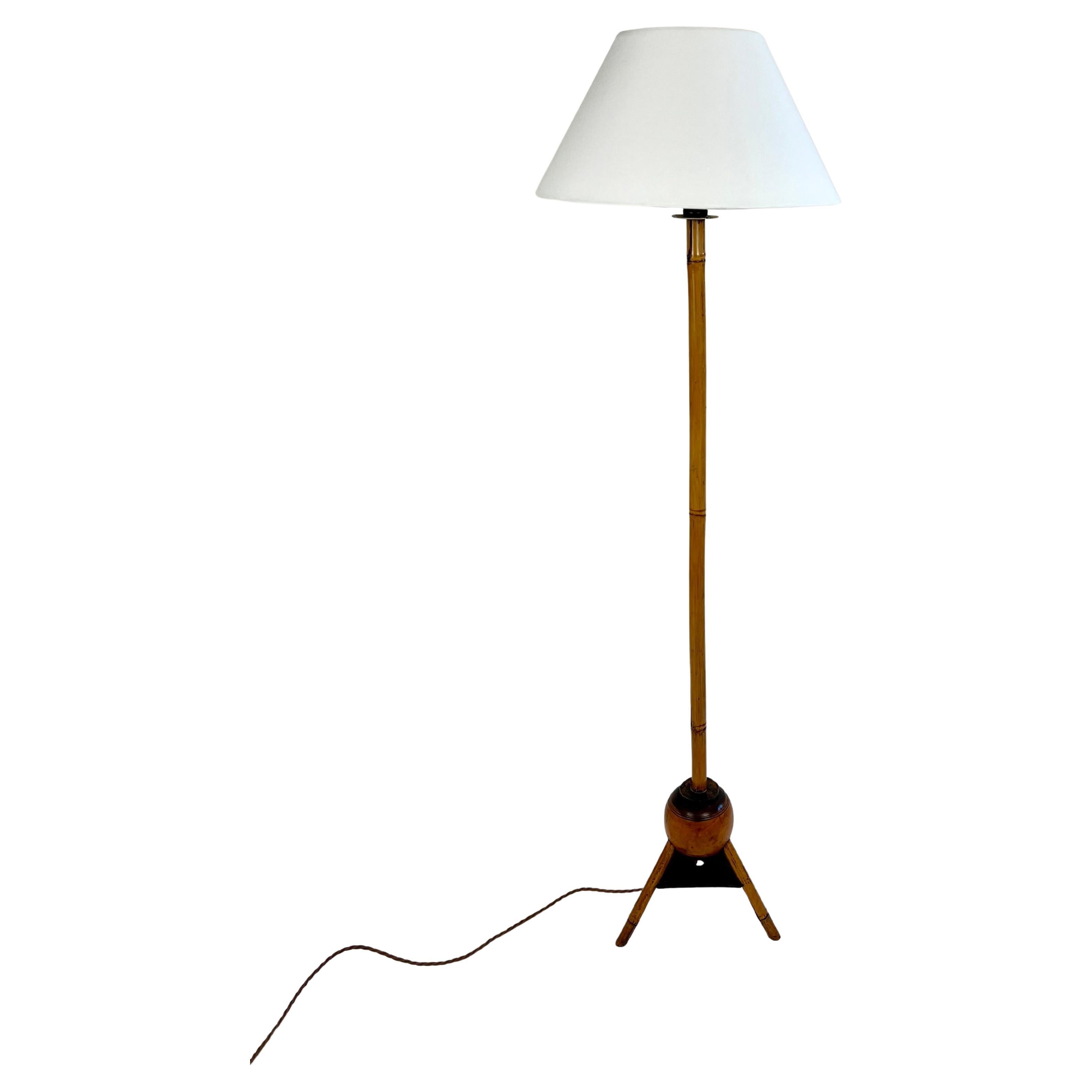 Art deco colonial style bamboo floor lights, England early 20th century