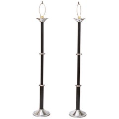 Art Deco Column Floor Lamps in Chrome 
Resin