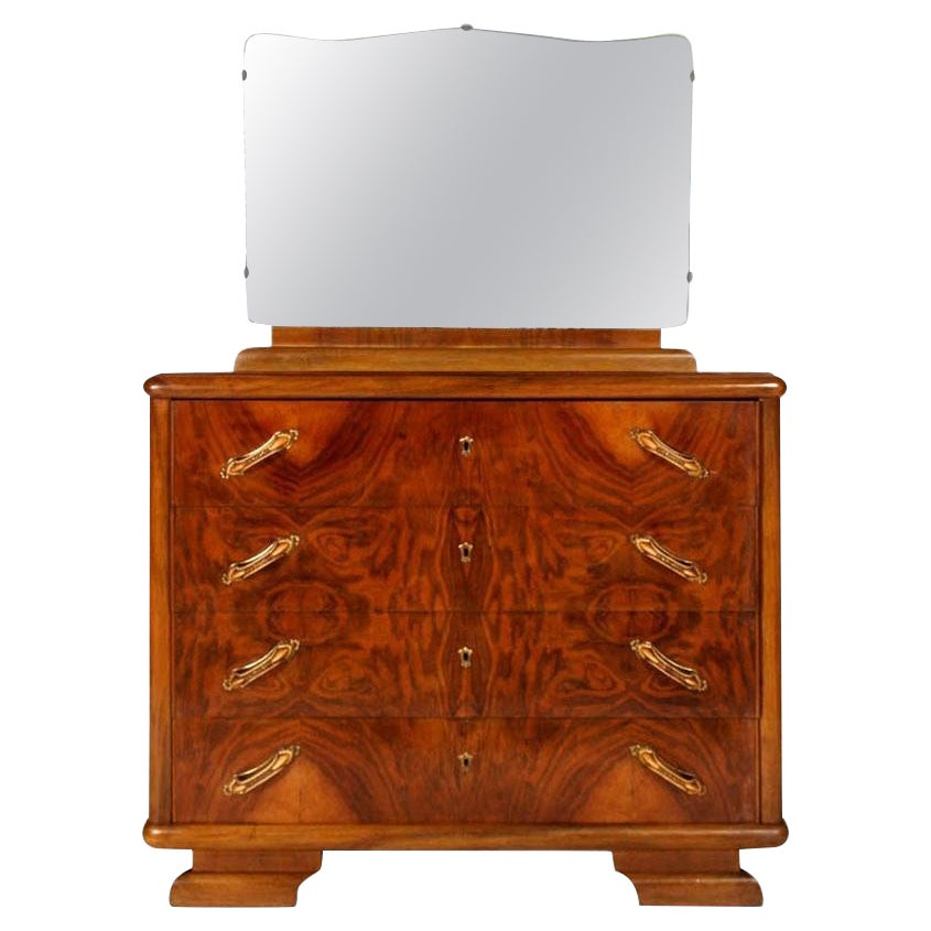Commode Art Déco en ronce de noyer attribuée Osvaldo Borsani , Atelier Di Varedo