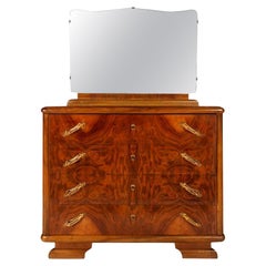 Antique Art Deco Commode in Burl Walnut attributed Osvaldo Borsani , Atelier Di Varedo