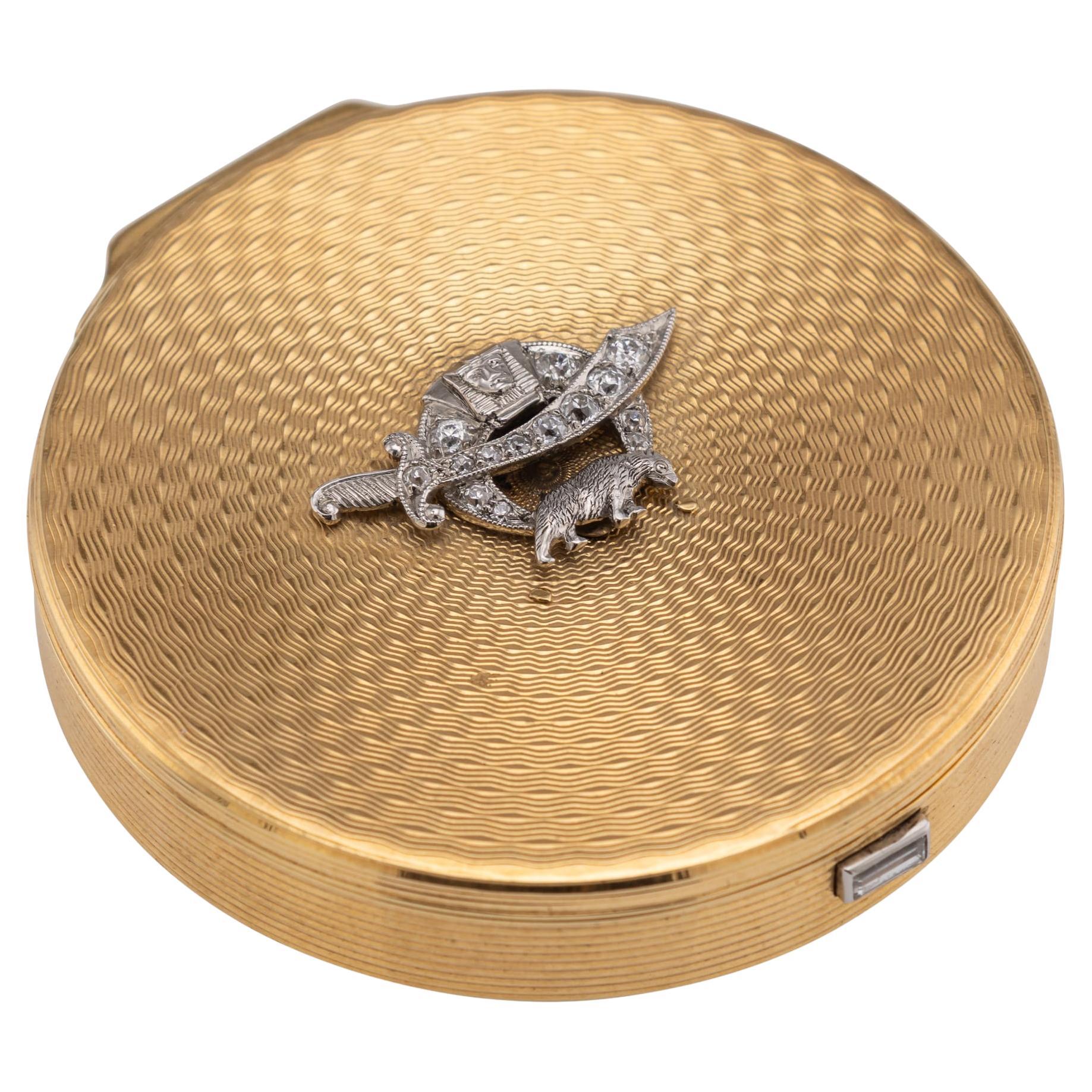 Art Deco Compact by Jacques Cartier, 18K Gold & Diamond, France, 1929
