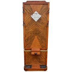 Art Deco Compact Foyer Coat Rack Cum Umbrella Stand Oak & Brass