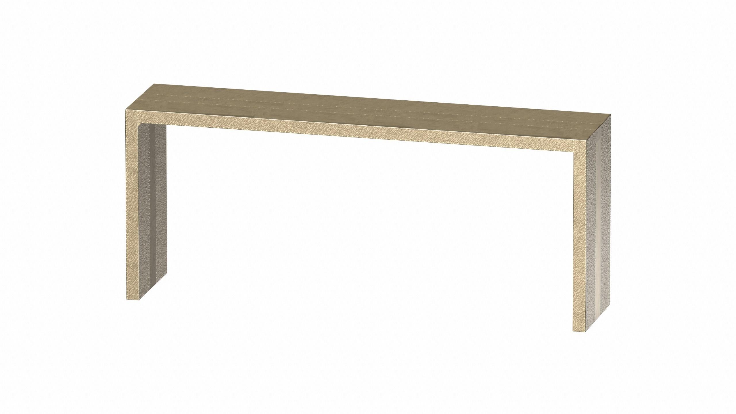 Art Deco Conference Console Tables Mid. Hammered in Brass by Alison Spear For Sale 3