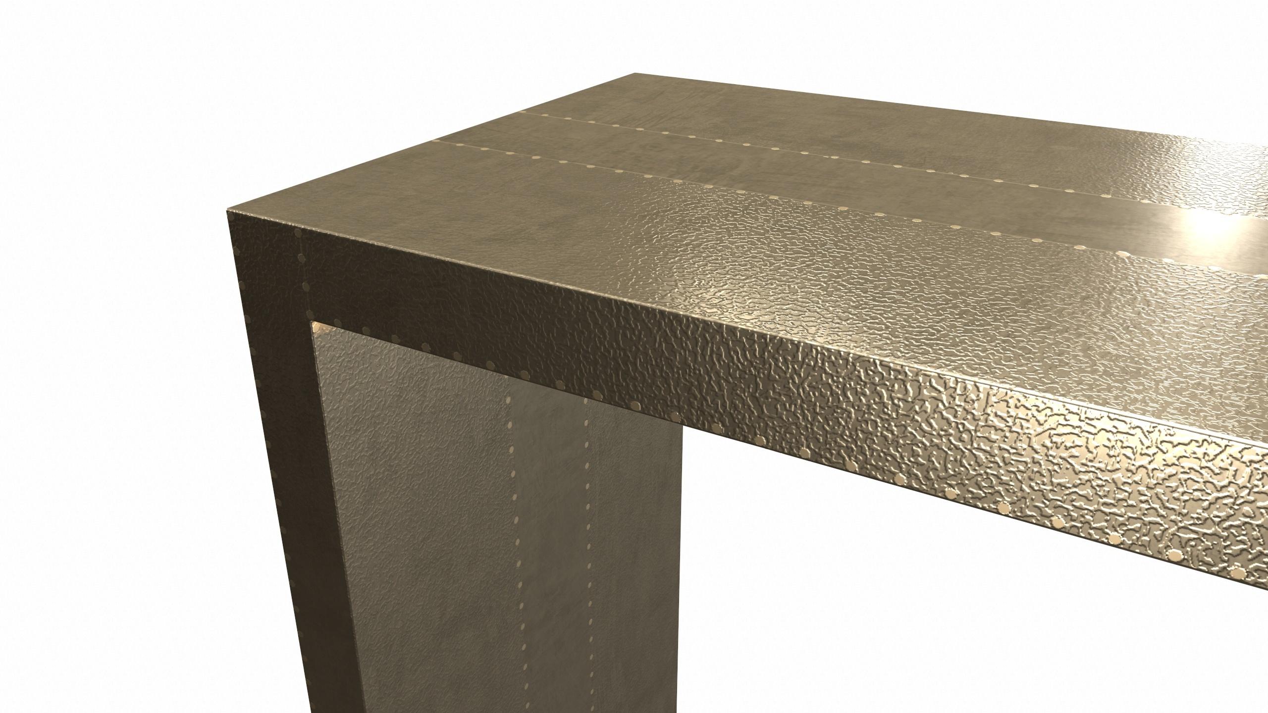Other Art Deco Conference Tables Rectangular Console in Fine Hammered Brass by Alison  For Sale