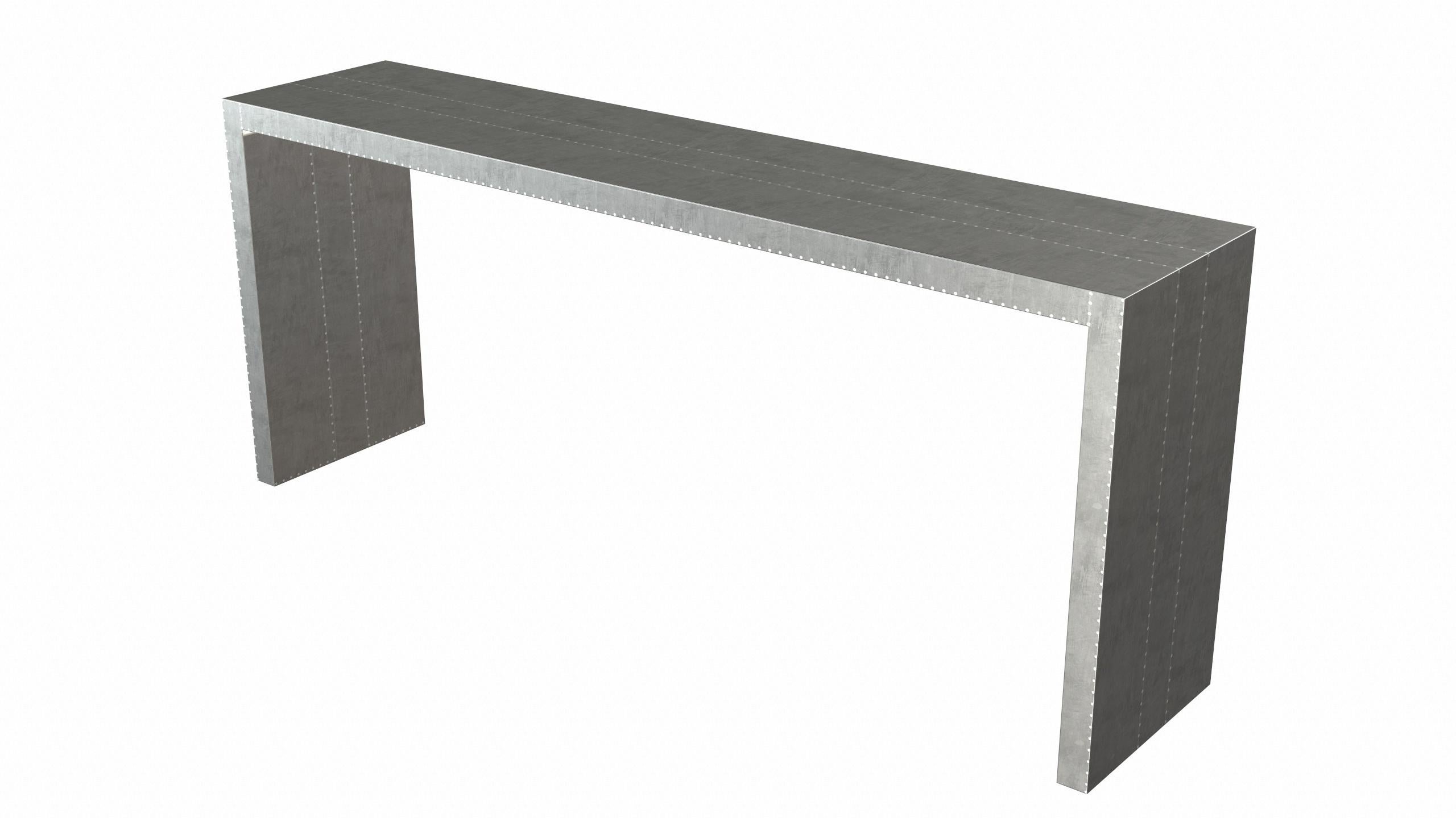 Contemporary Art Deco Conference Tables Rectangular Console in Smooth White Bronze  For Sale