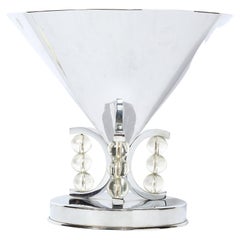 Vintage Art Deco Conical Uplight Table Lamp in Chrome with Stacked Glass Ball Detailing