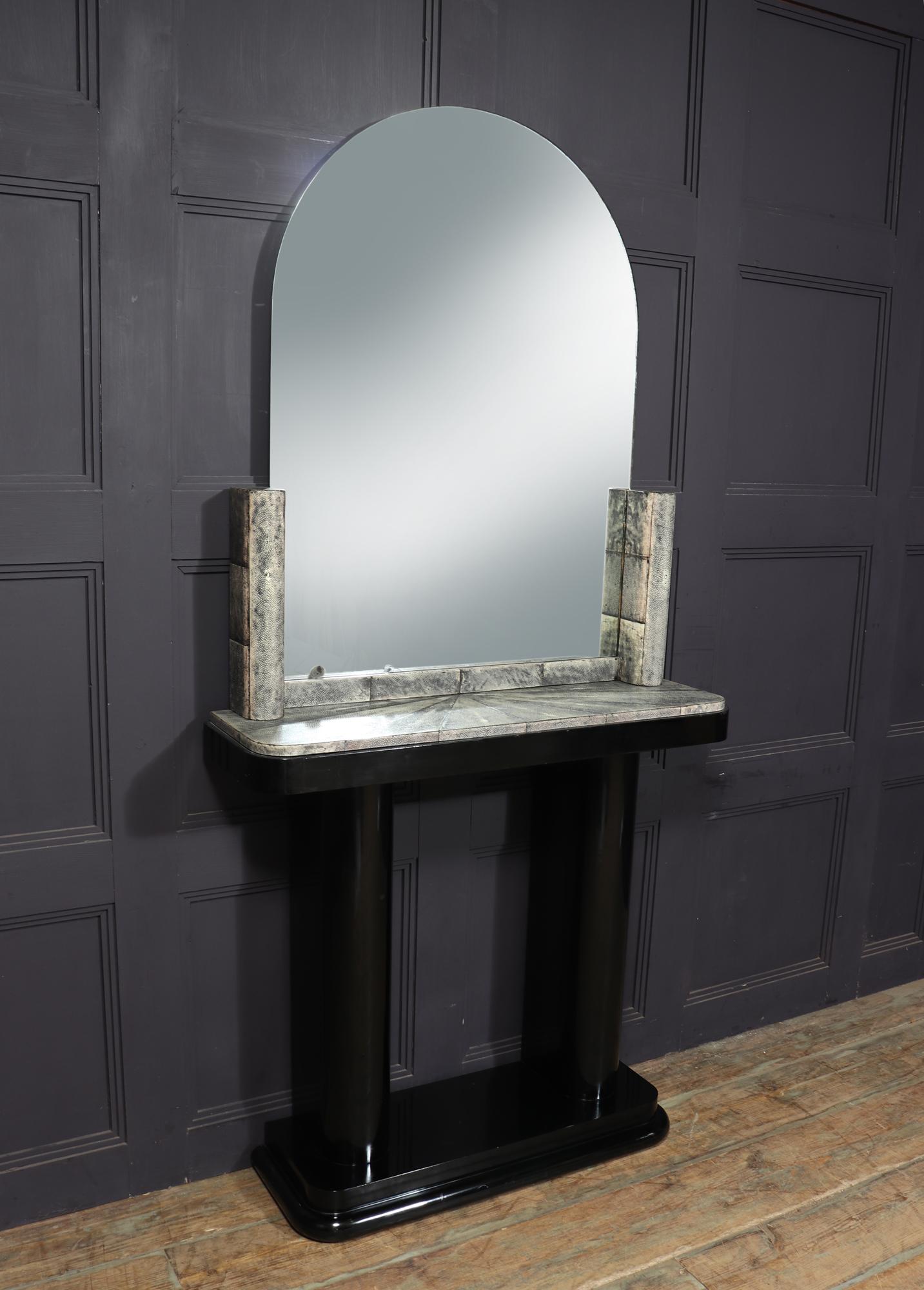 Art Deco Console and Mirror with Galaushat For Sale 3