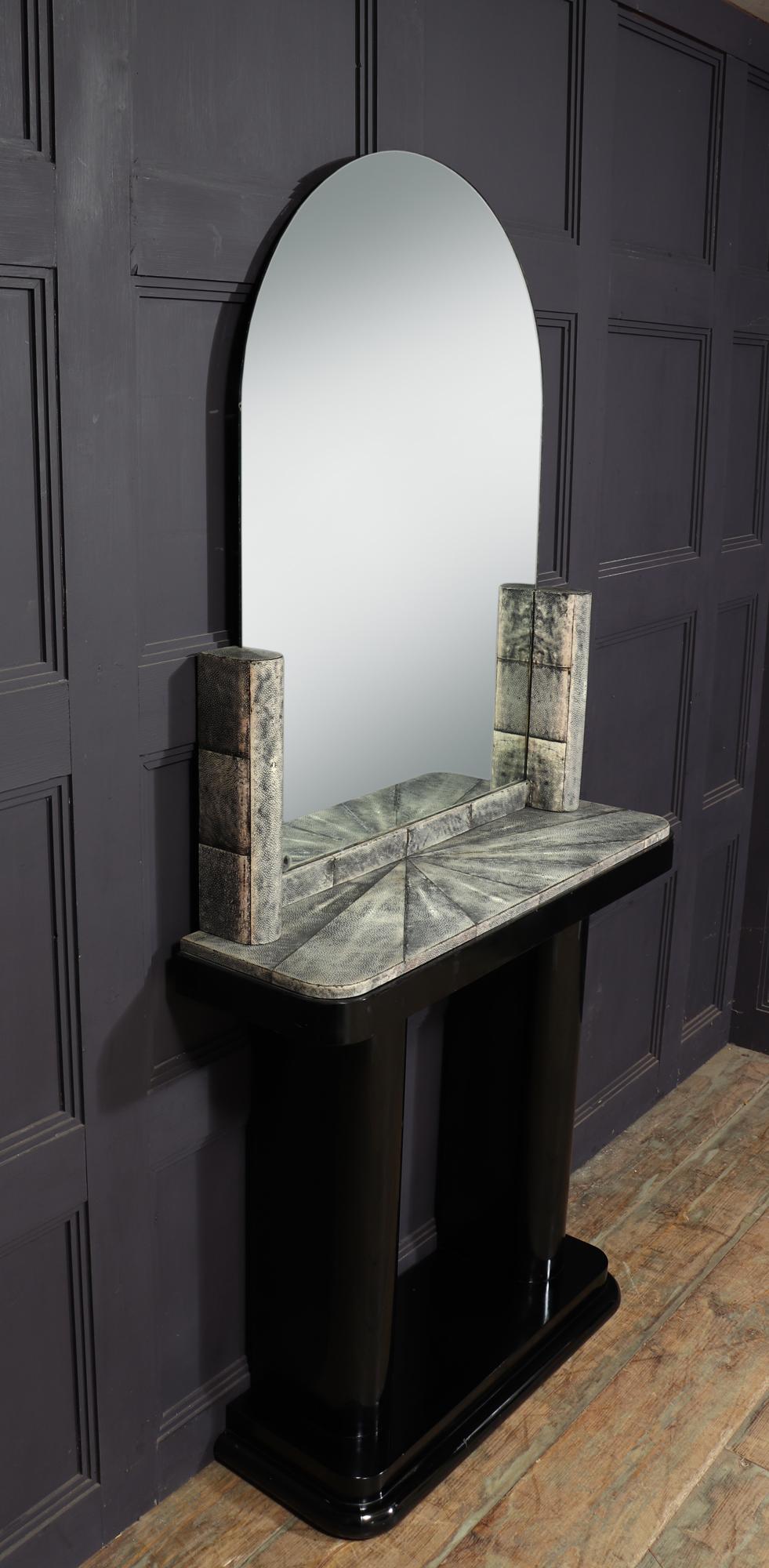 Art Deco Console and Mirror with Galaushat For Sale 4