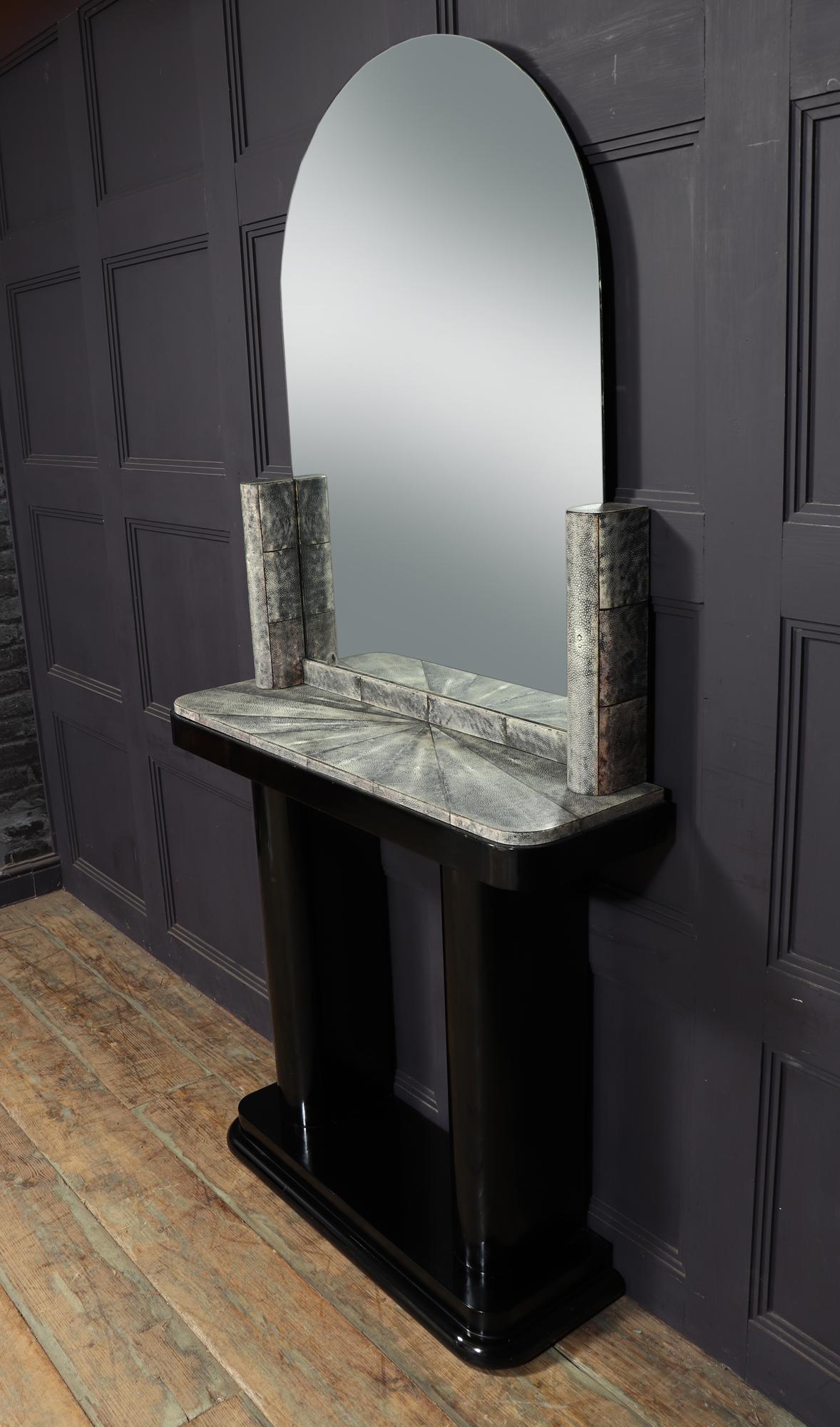 Art Deco Console and Mirror with Galaushat For Sale 5