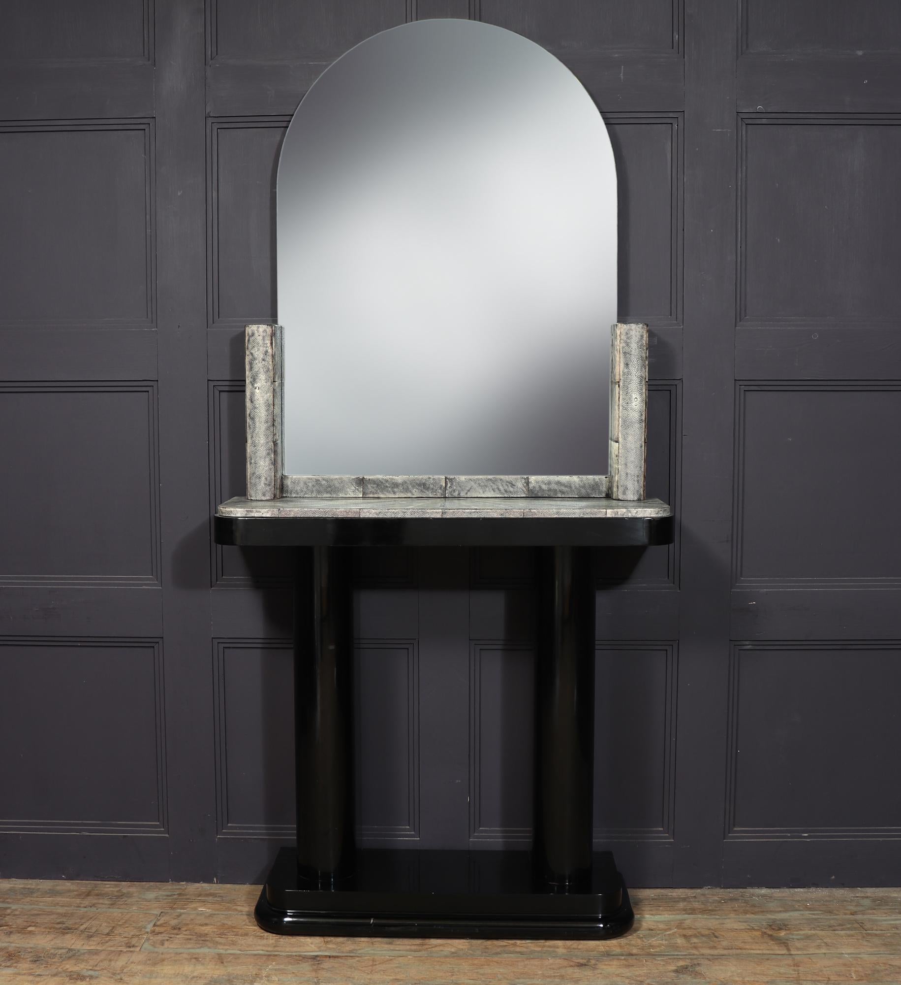 French Art Deco Console and Mirror with Galaushat For Sale