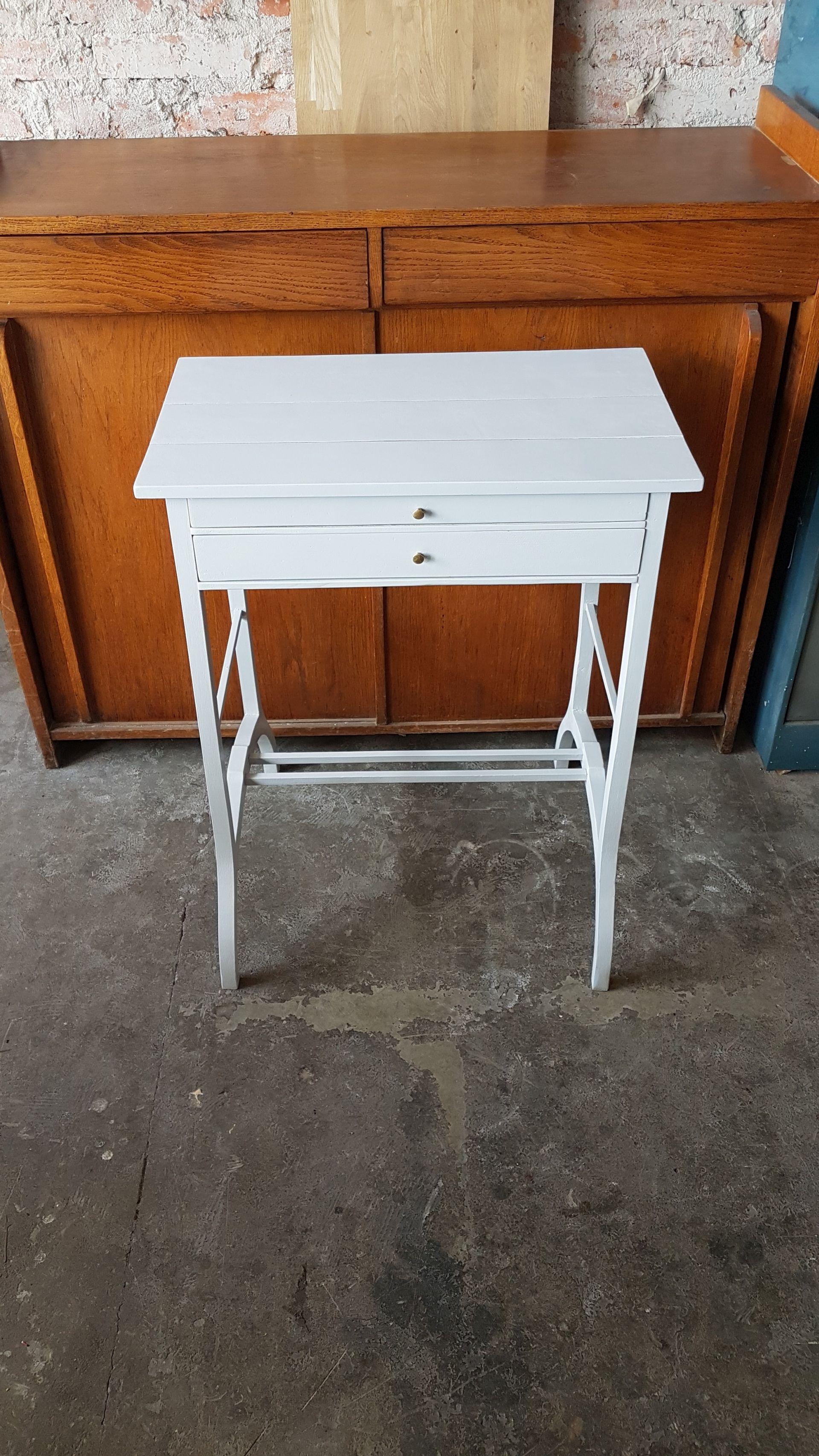 Hand-Crafted Art Deco Console / Dressing Table from Poland Refinished in Light Grey, 1930s